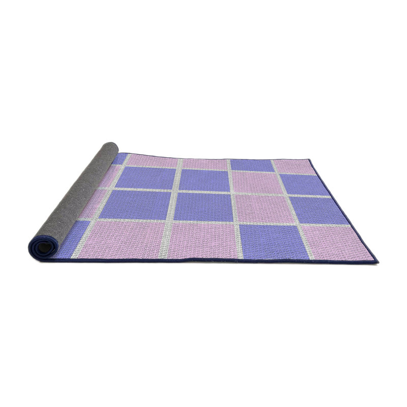 Tapis mauve/bleu à motifs, Rond 8 pi