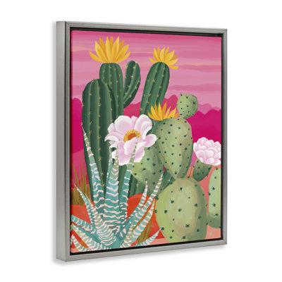 Sunset Cactus Plants Floating Frame, design by Cat Thurman Designs