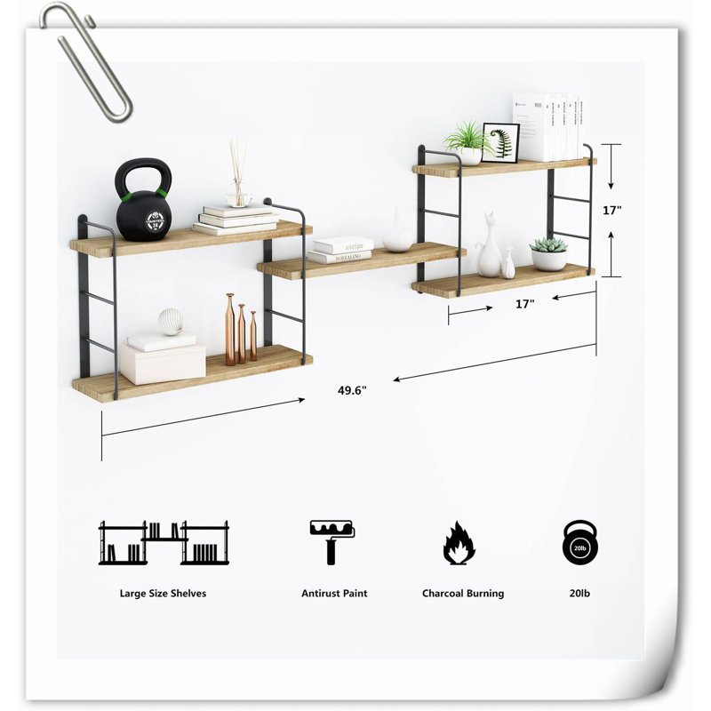 Emmey 4 Piece Wood Floating Shelf, Natural