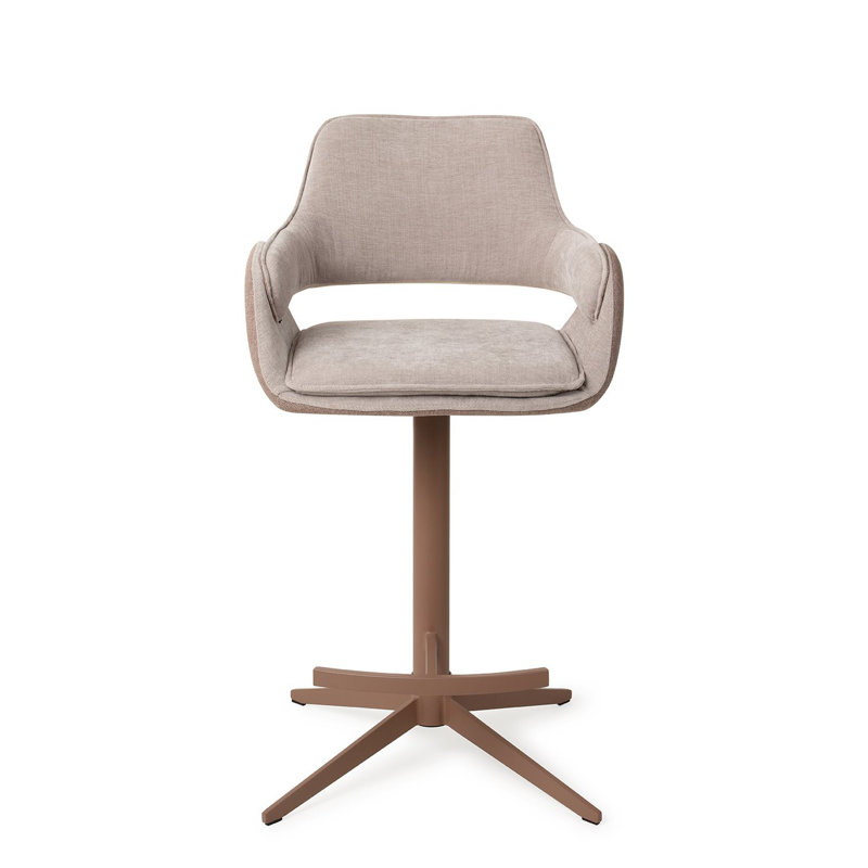 Natsuki Upholstered Counter Stool with Metal Frame, 65cm , Taupe/Brown