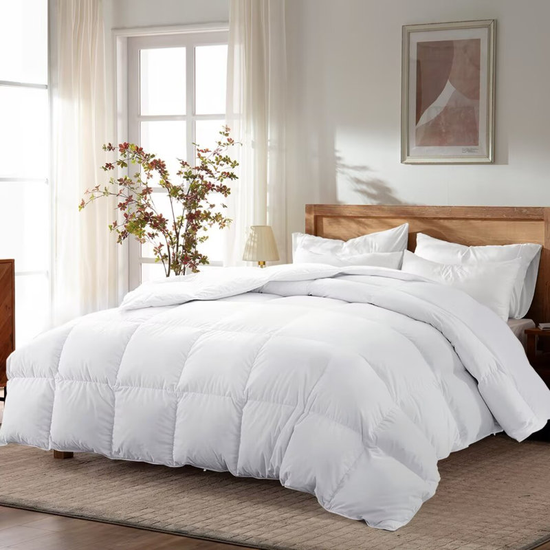 Housse de couette en duvet d'oie 100% coton toutes saisons, Édredon très grand, Blanc