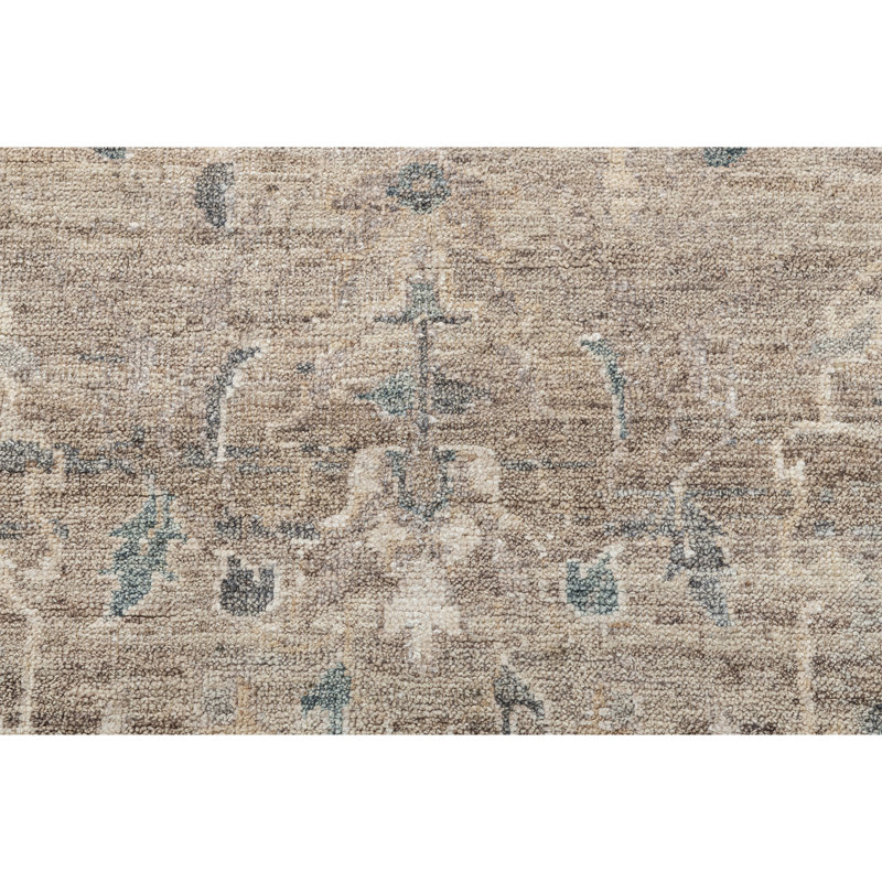 High-Quality Hand-Knotted Taupe And Teal Area Rug, Taupe And Teal, Rectangle 9' x 12'