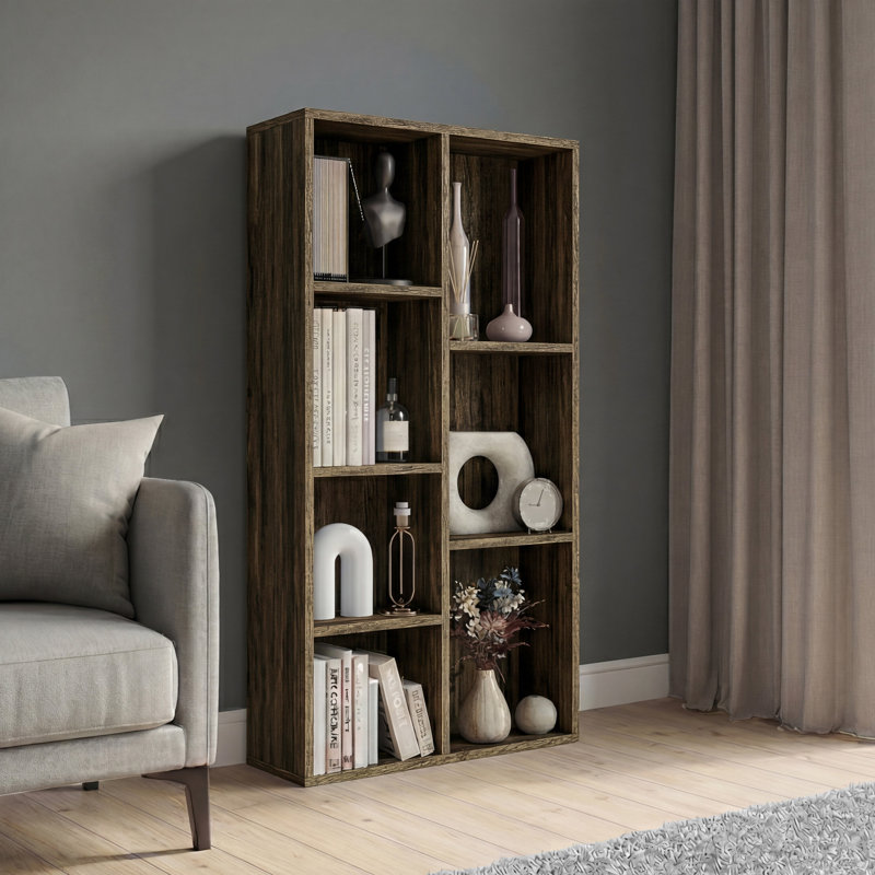 Cube Storage Unit With Open Shelving Modern Multi-Purpose Storage Organiser for Living Room Bedroom & Office, Dark Wood