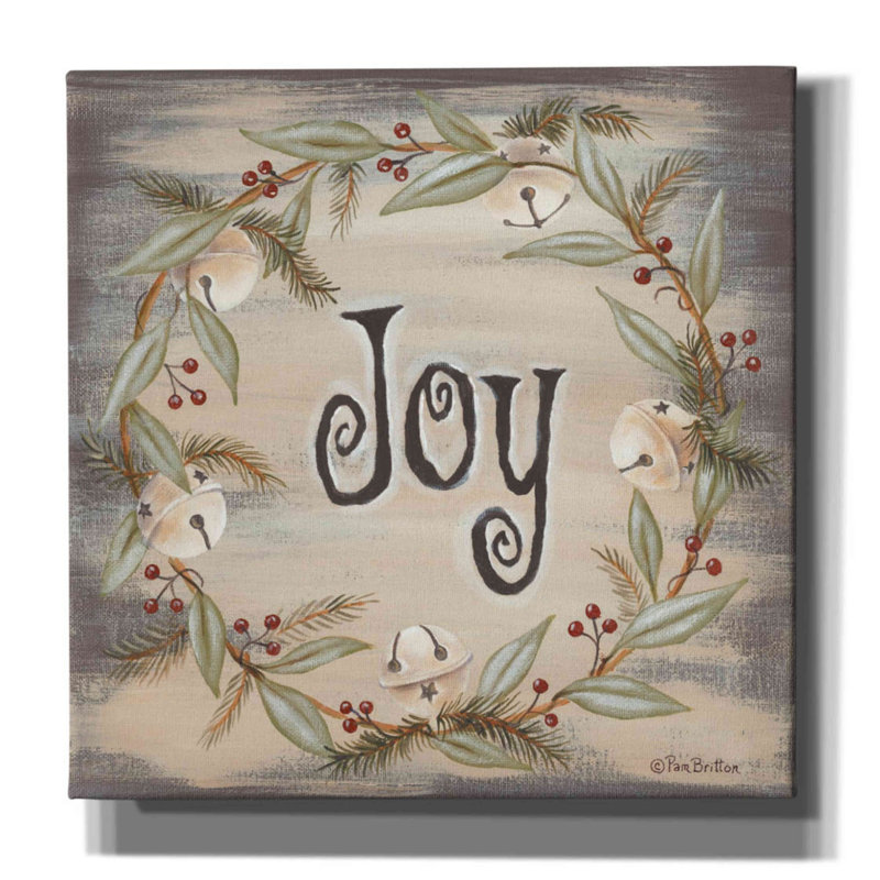 «Jingle Joy Wreath» par Pam Britton, art mural sur toile, H 26 po x l 26 po x P 1,5 po