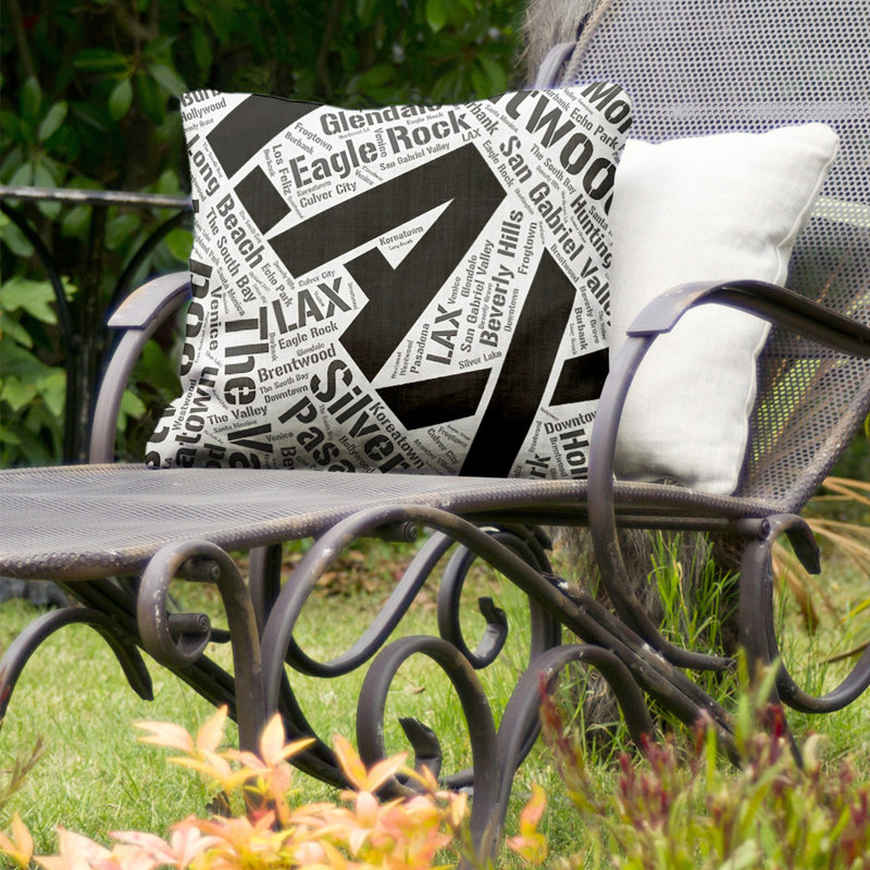 Coussin intérieur/extérieur los angeles, Non, H 20 po x l 20 po, Noir