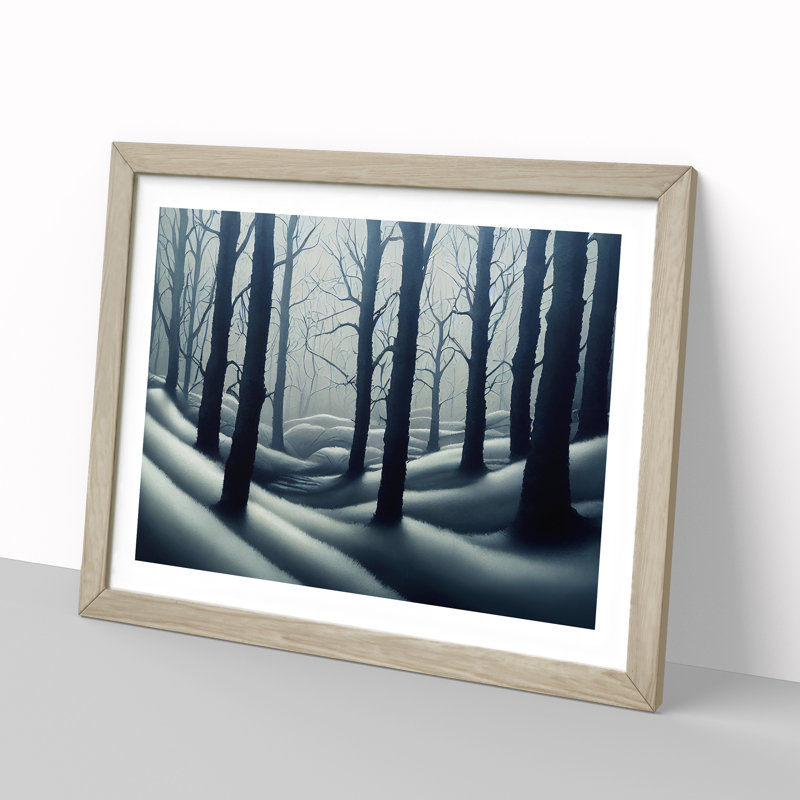Snowy Winter Forest Vol.3 - Framed Print, 25cm H x 34cm W x 2cm D, Oak