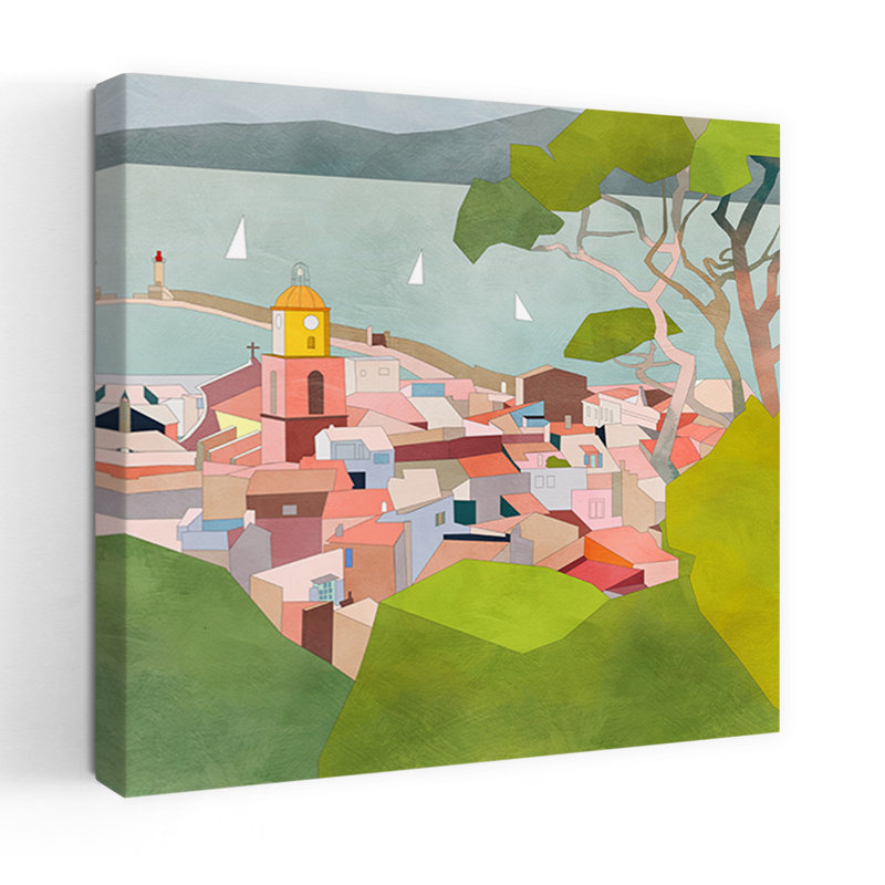 Art contemporain, art contemporain abstrait coloré, paysage, H 24 po x l 24 po