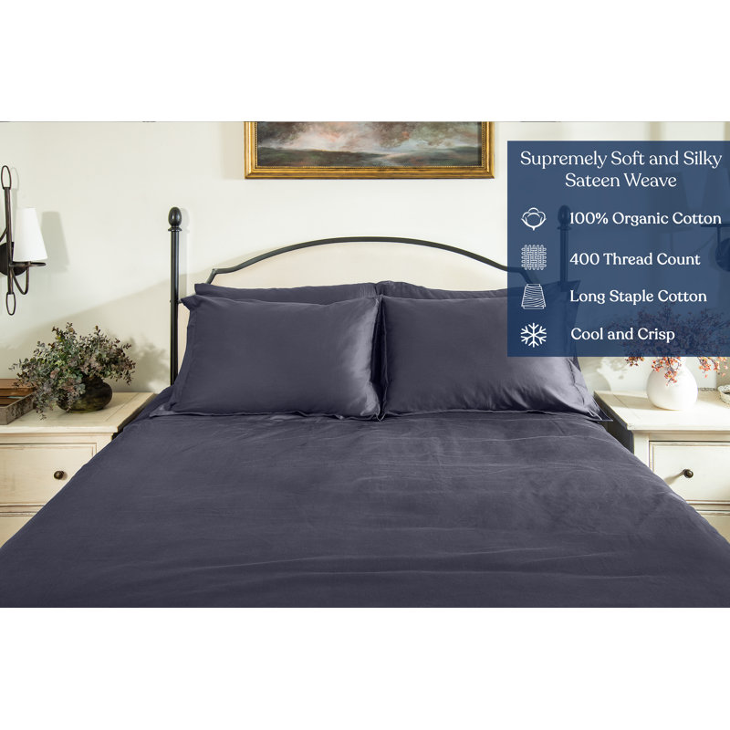  Ensemble de housse de couette 100% coton certifié GOTS, Housse de couette pour très grand lit et 2 très, Gris foncé