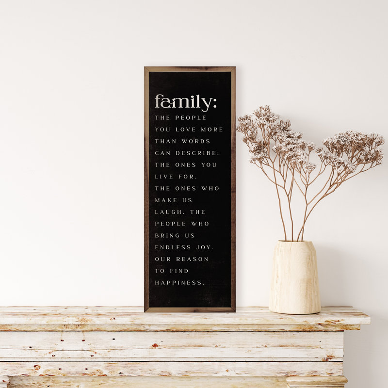«Family The People You Love» noir, 24 po x 8 po