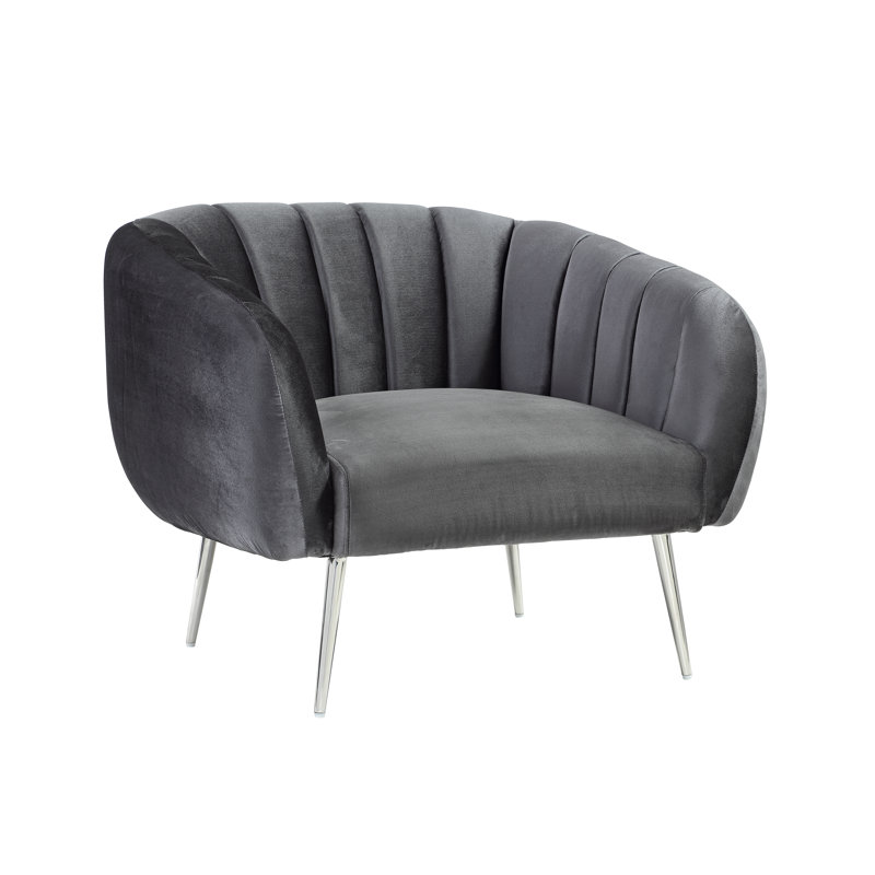 Chaise longue en velours Hilda, Gris, Argent