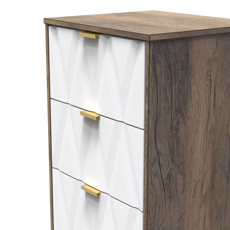 Las Vegas Bedside Table, White Matt/Vintage Oak