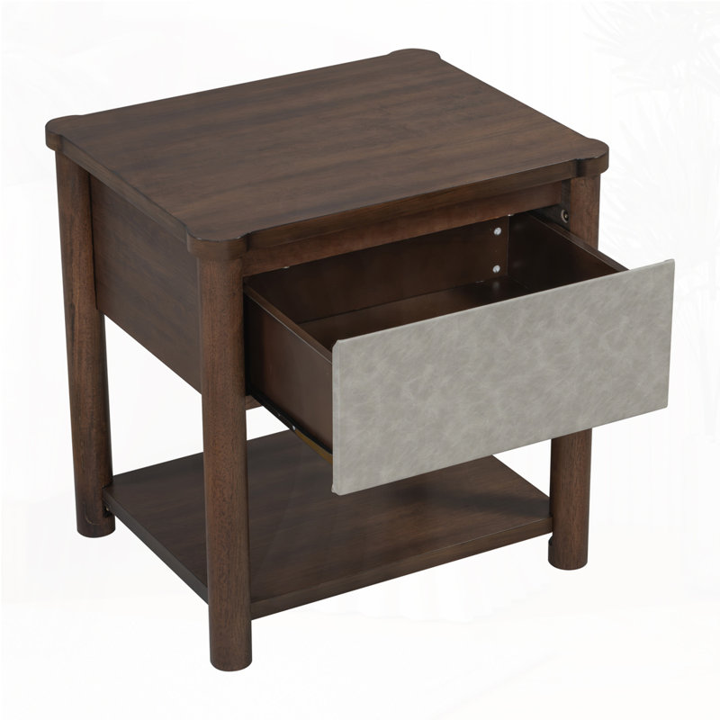 Bed Frame Set With 2 Nightstands, Queen, Light Gray/Walnut
