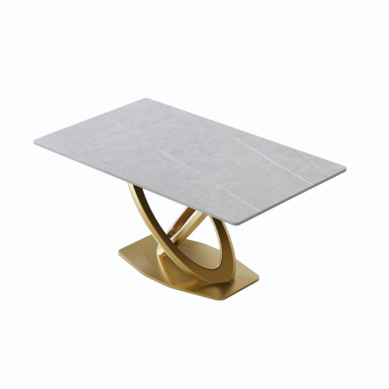 Ruoxi Stone Top Dining Table, 63" L x 35.43" W, Gray