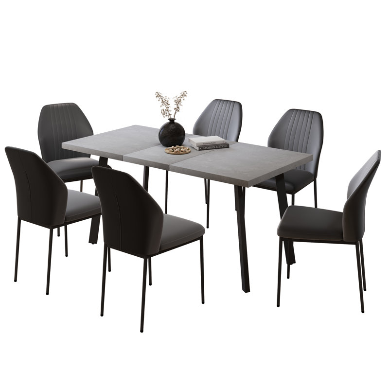Table de salle à manger extensible de 55 po à 62,9 po avec chaise H 35 po, Black