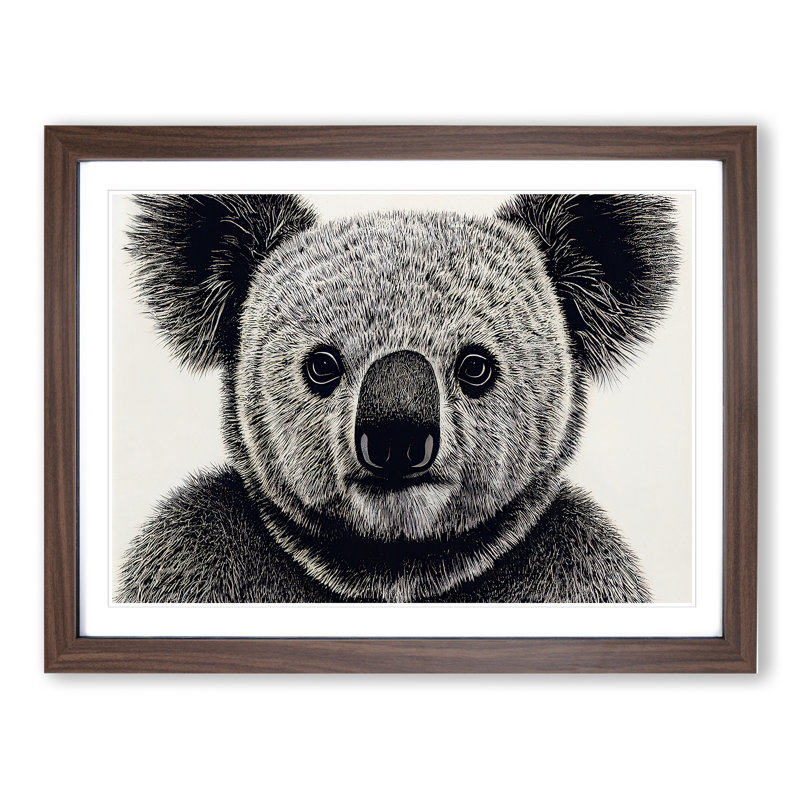 XH1022-8658X Super Koala Bear - Single Picture Frame Painting, 46cm H x 64cm W x 2cm D, Walnut
