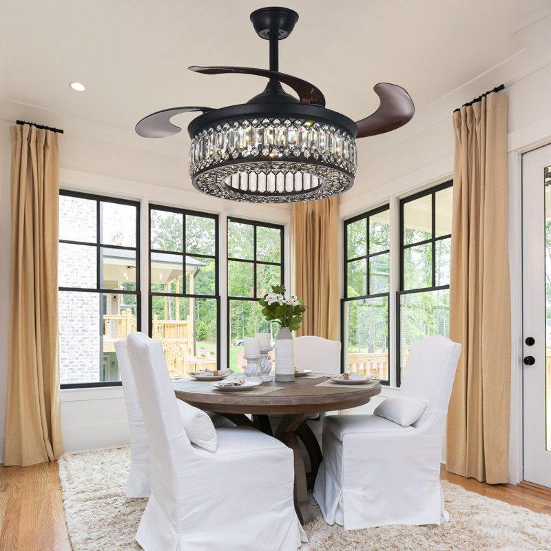 Vandela 42"  Crystal Ceiling Fan with Remote Control, and Reverse Function