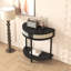 Table de bout avec plateau en bois et tablette semi-circulaire, pour la chambre à coucher, demi-cercle latéral, 2 tiroirs, décoration polyvalente