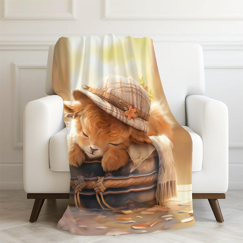 Jeté en polaire Highland Cow 80 po x 60 po, douillette douillette de style campagnard pour lit et chambre à coucher, cadeau pour femme