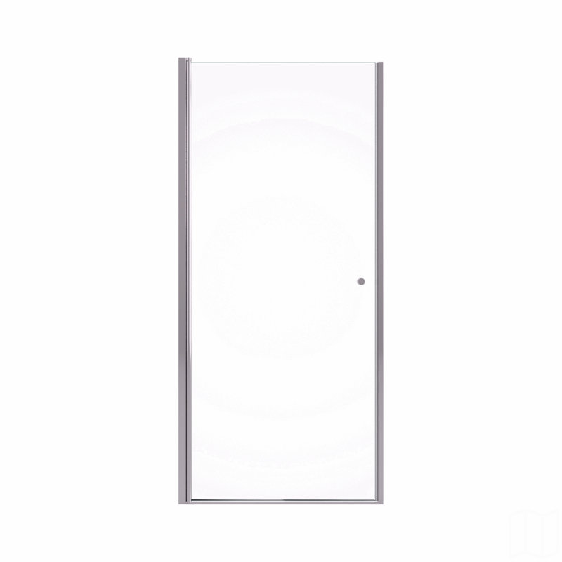Semi-Frameless Circular Pivot Shower Door In Chrome With 1/4" (6Mm) Thick Tempered Glass, Chrome