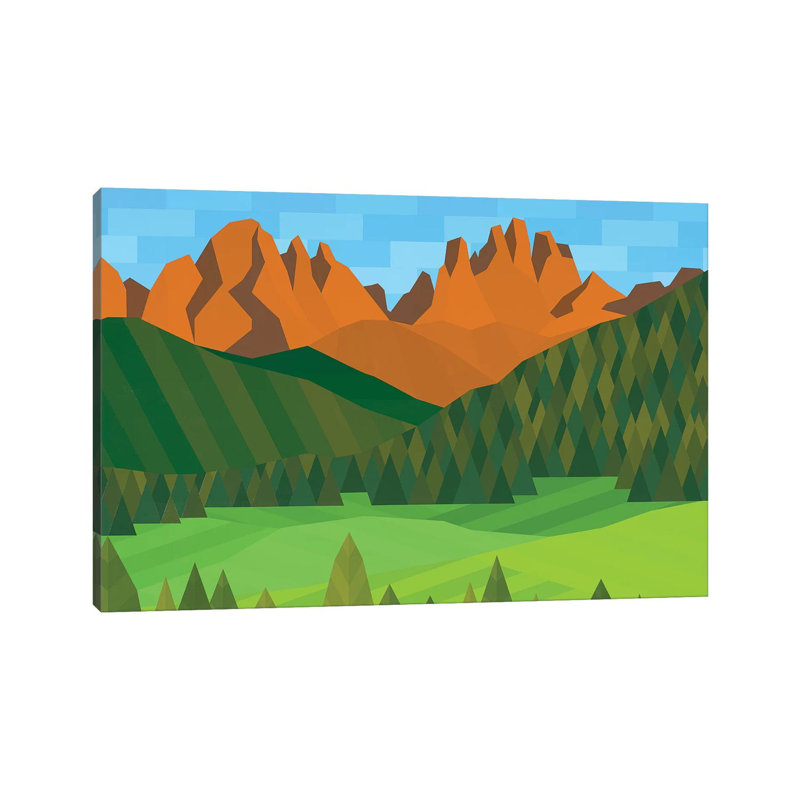 Field, Trees & Mountains 1 Piece Wrapped Canvas Wall Art, 30.48cm H x 45.72cm W