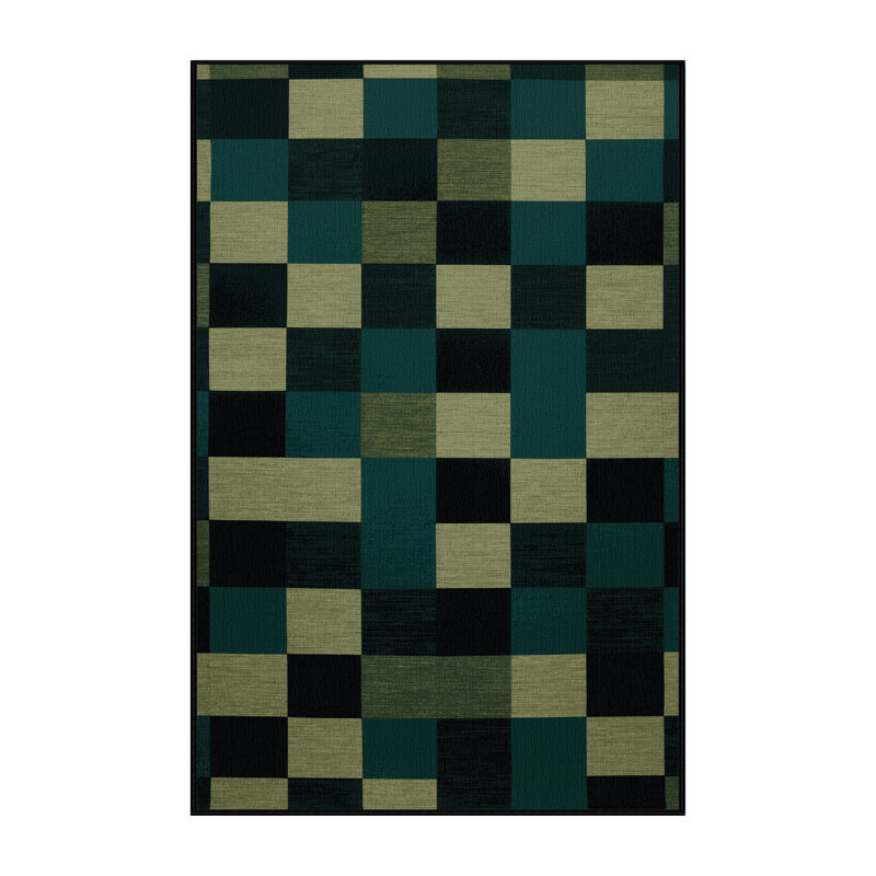 Tapis vert à carreaux lavable à la machine