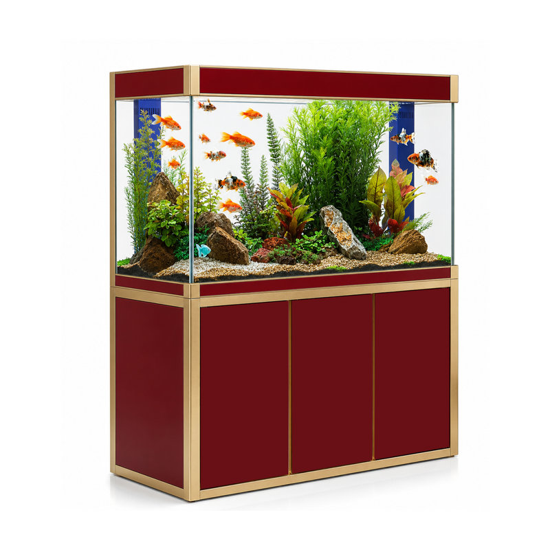 Réservoir d'aquarium 50 gallons, Rouge / or, 135 gallons (H 51 po x l 14 po x P 24 po)