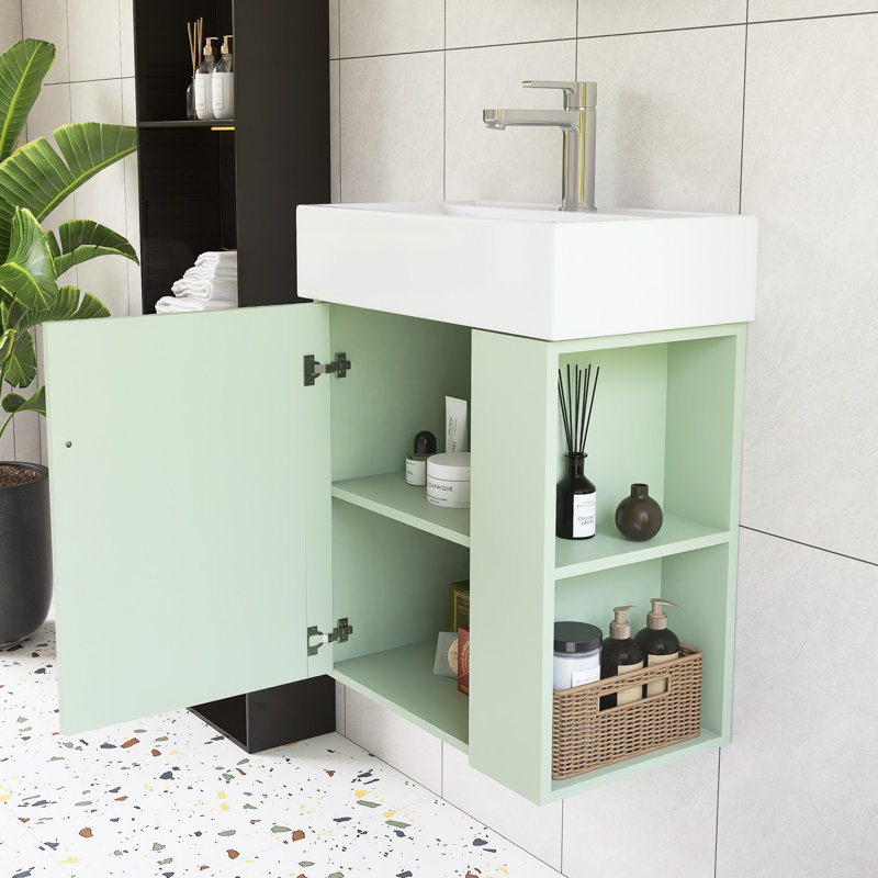 Meuble-lavabo simple 22 po avec comptoir en céramique, Vert