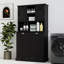 Armoire de salle de bain inclinable à deux compartiments avec panier à linge haut et 2 tablettes réglables - noir, buffet-125535225