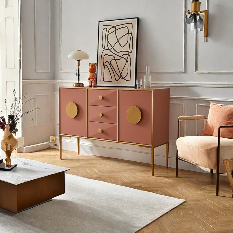 Stylish Adjustable Storage Sideboard, Pink