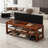 40-Inch Wooden Shoe Stool With PU Pads, 2-Layer Rack, Storage Boxes, And Durable Design For Versatile Use In Entrances, Corridors, Living Rooms, Bedrooms, And Closets