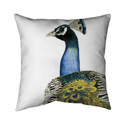 Watercolor peacock - 26"x26" Throw pillow - Poly twill - Print on demand