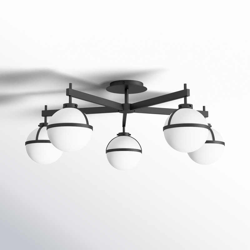 Glass Semi Flush Mount, Black