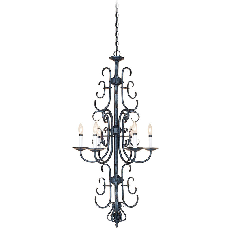 Lustre candélabre classique / traditionnel en fer antique à 6 lumières Graesen