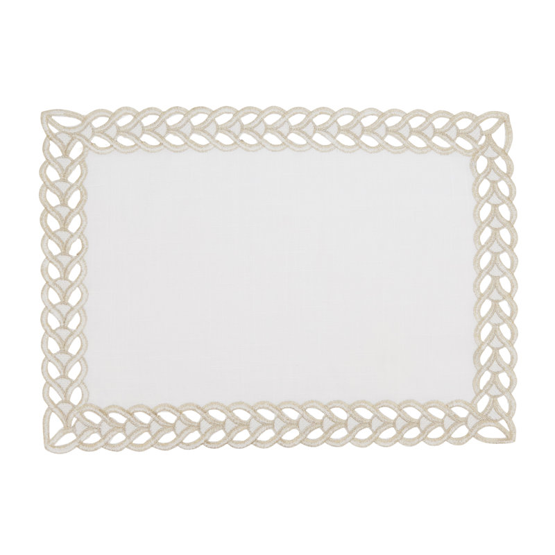 White Bohemian Braided Border Rectangle Placemats, Set of 4