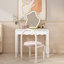 Bureau de coiffeuse avec tiroir, table de maquillage moderne avec façade festonnée et poignée dorée, bureau d'écriture compact pour petits espaces