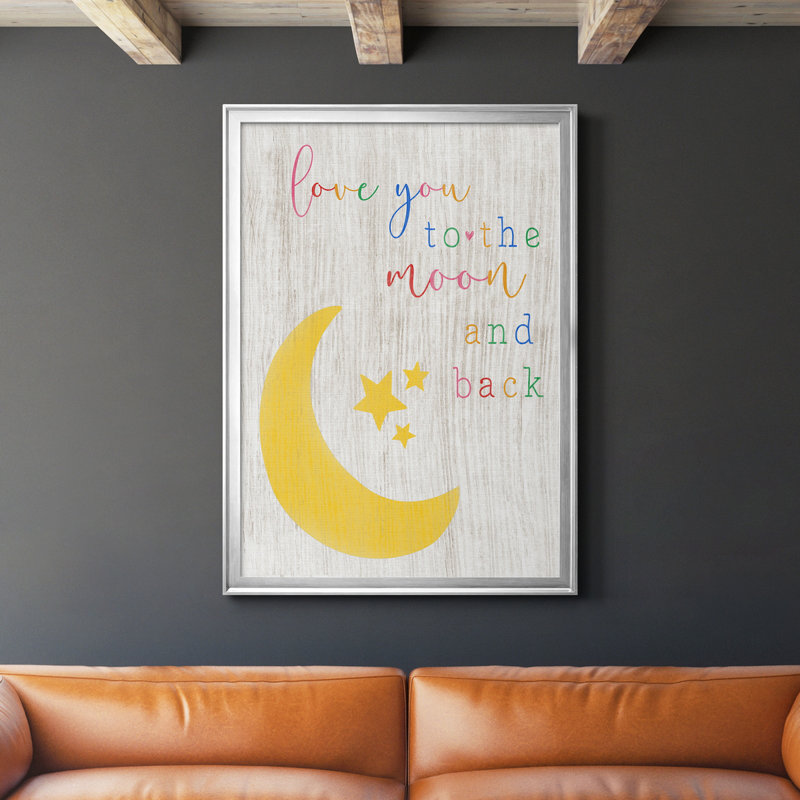 To the Moon and Back - Cadre photo, art textuel sur toile, Argent, H 26,5 po x l 36,5 po x P 1,5 po