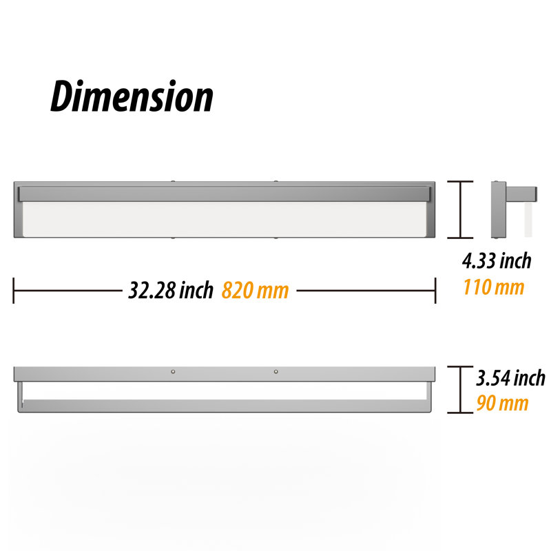 Arhan Dimmable LED Bath Bar, Chacoral Grey, 24W