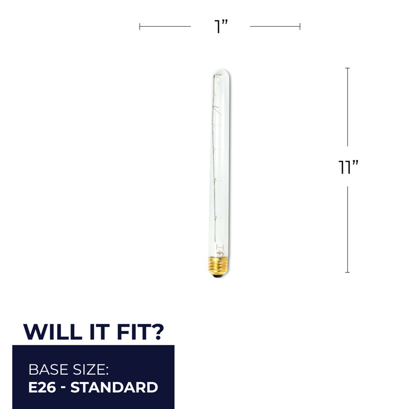 40 watts, ampoule incandescente à intensité variable T8, base (2700K)
