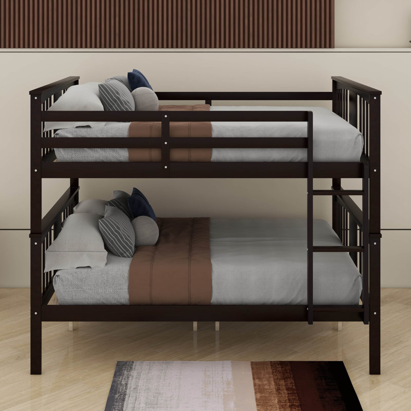 Full Over Full Bunk Bed With Ladder, Espresso