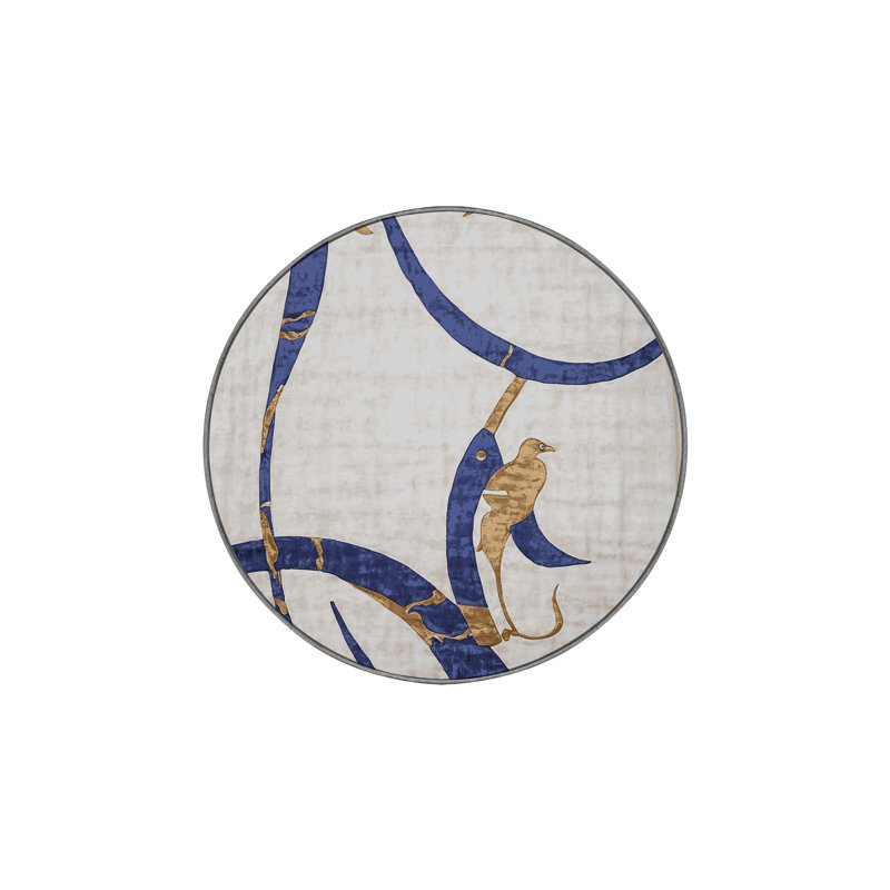 Tapis gris soyeux et moelleux, Rond 3 pi