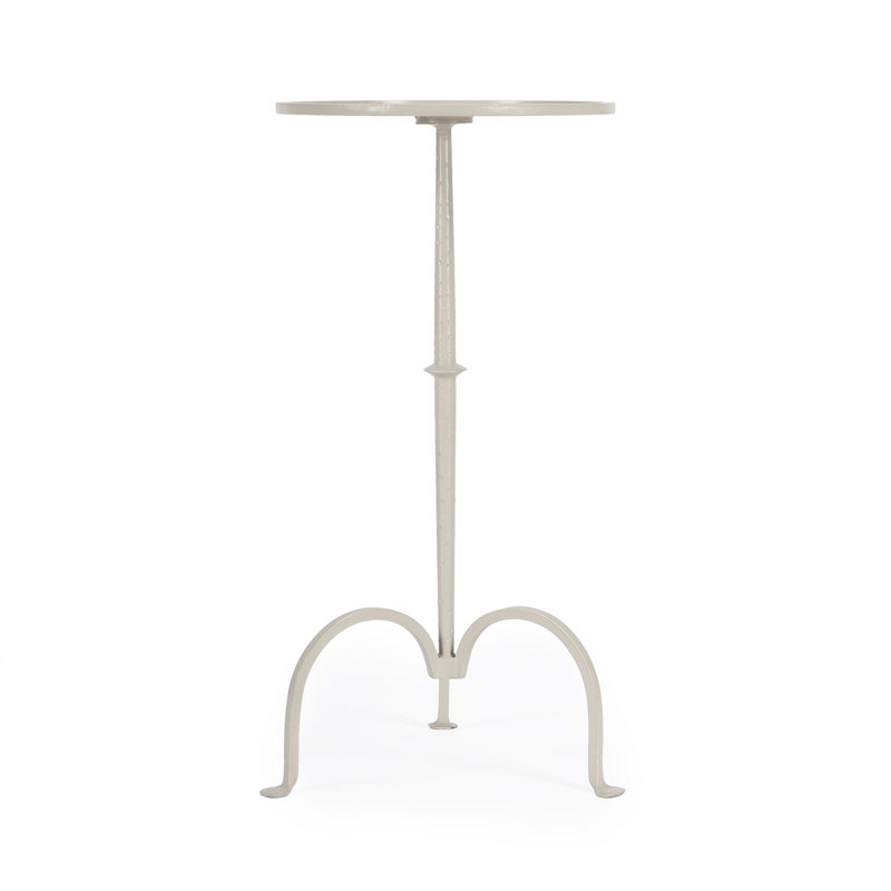 Eisenman Alisier 11.5" W Round Griege Iron Pedestal Side Table, Gray, Gray