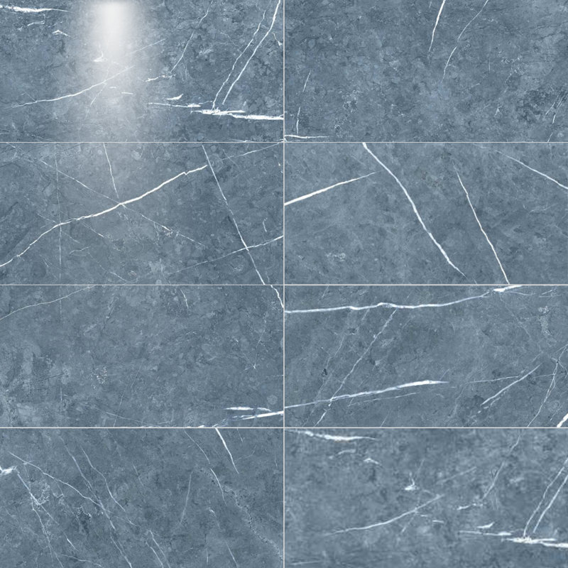 Opera 12" x 24" Glossy Porcelain Floor and Wall Tile, Blue