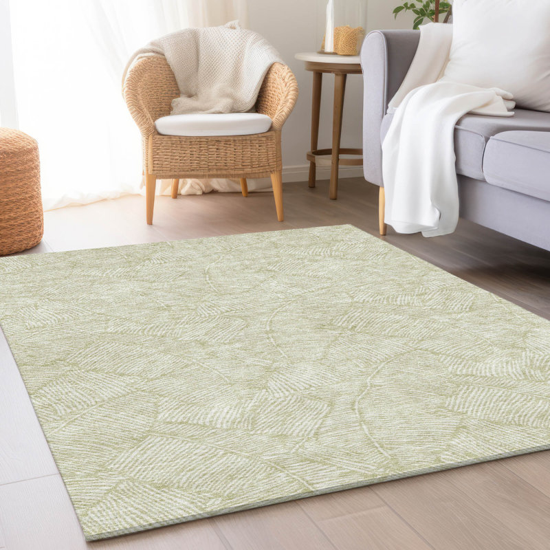 Premium Machine Washable Prisco Aloe Rug, Rectangle 8' x 10'