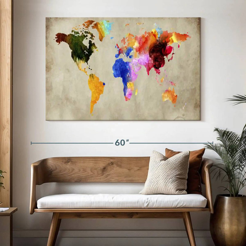 Aliaz Vivid Abstract World Map, 34" H x 51" W