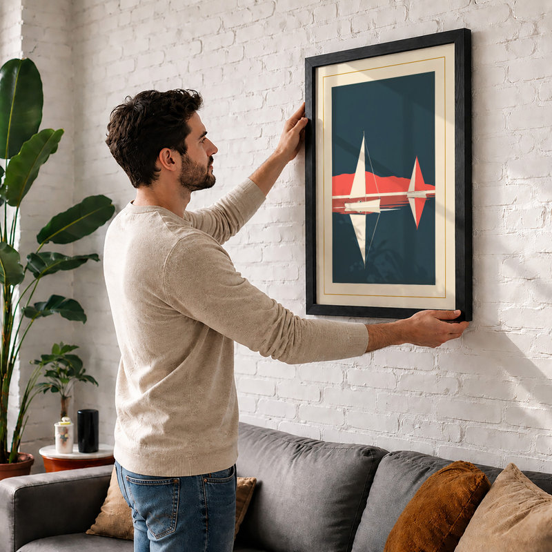 Streamlined Aircraft Mid-Century - Framed Print, A1 - 84.1 x 59.4 cm, Walnut