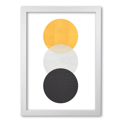Yellow And Black Abstract Circles - Print