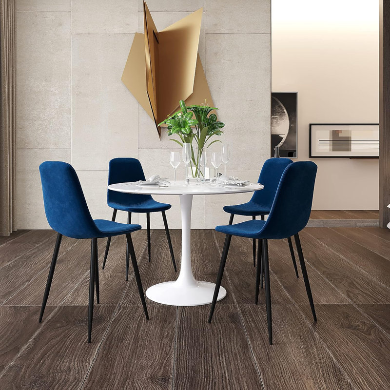Chaise d'appoint en velours capitonné Lewanna, Bleu, Noir