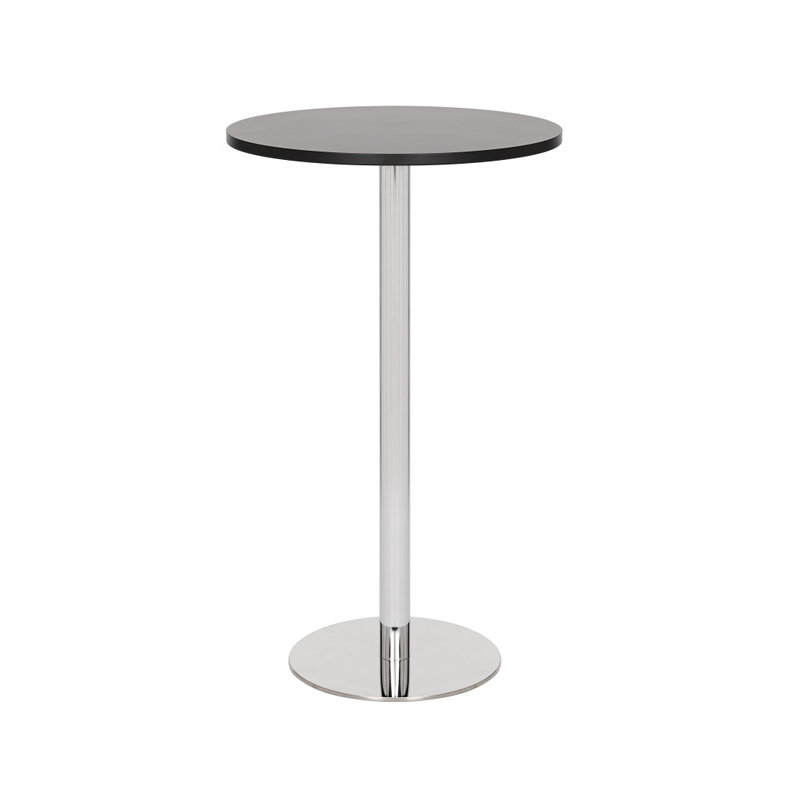 Pine Round Metal Base Dining Table, Black