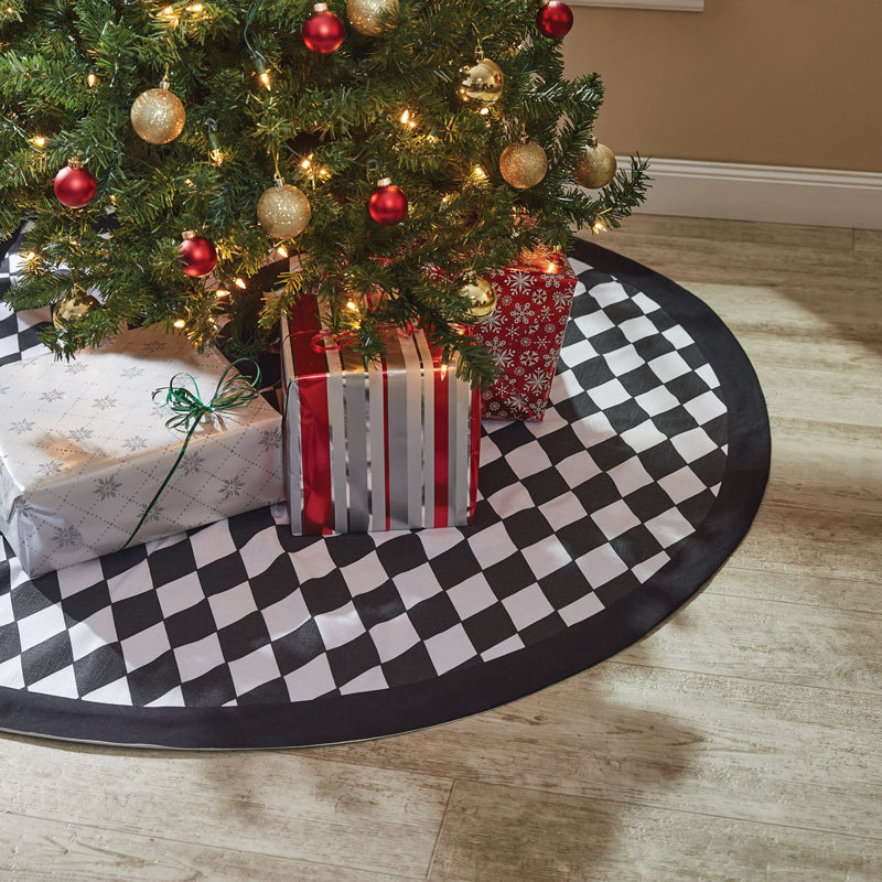 Black and White Diamond Pattern Cotton Tree Skirt