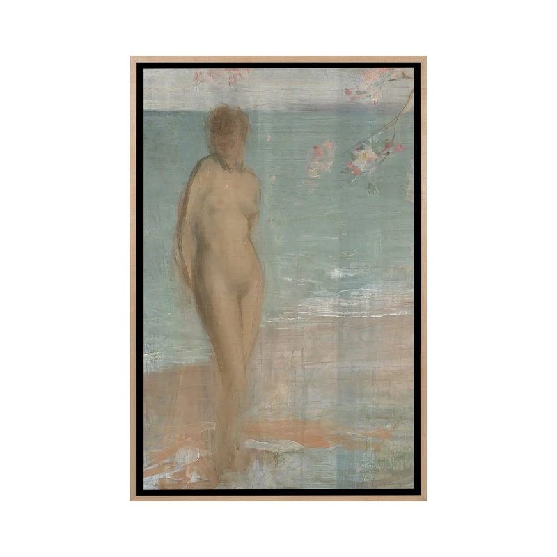 «Venus Rising From The Sea», reproduction d'art sur toile encadrée, 40 po x 26 po, Toile avec cadre, Beige